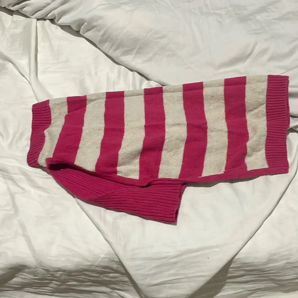 Land’s end xl pink white cotton nylon wool dog sweater in euc like new